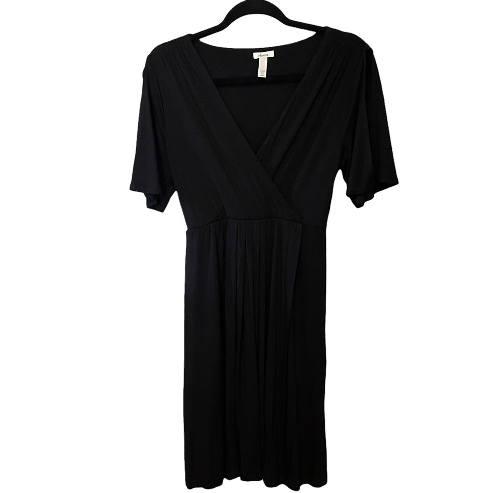 Soma Spandex Blend Black Faux Wrap Dress with Cold Shoulder Size XS